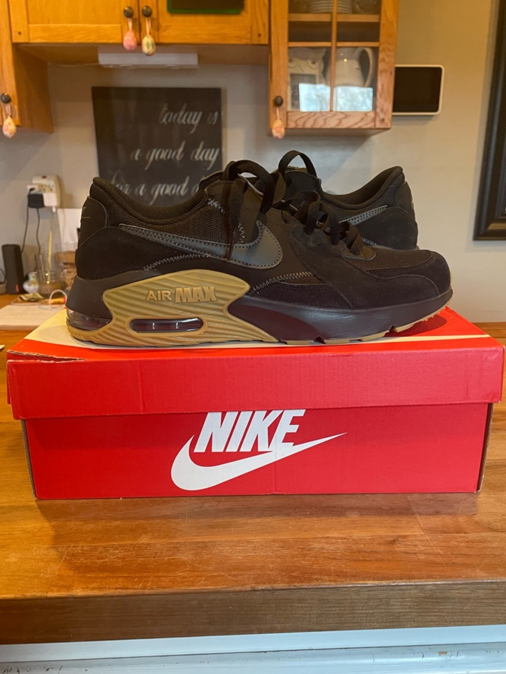 Nike Men’s Air Max Black with Brown Accent Sneakers
